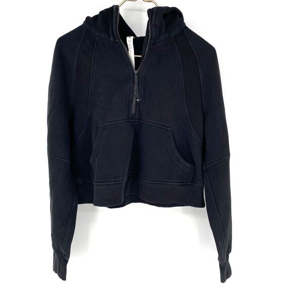 Lululemon 1/2 Zip Crop Scuba Hoodie Black Women's Size XS/S - Picture 1 of 8
